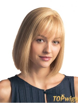 Monofilament Chin Length Blonde Bobs Remy Human Hair Bob Wig