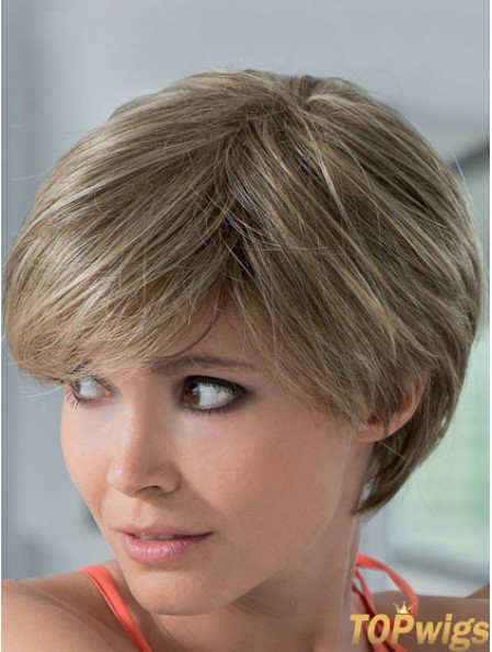 Mono Human Hair Wigs With Lace Front Short Length Boycuts