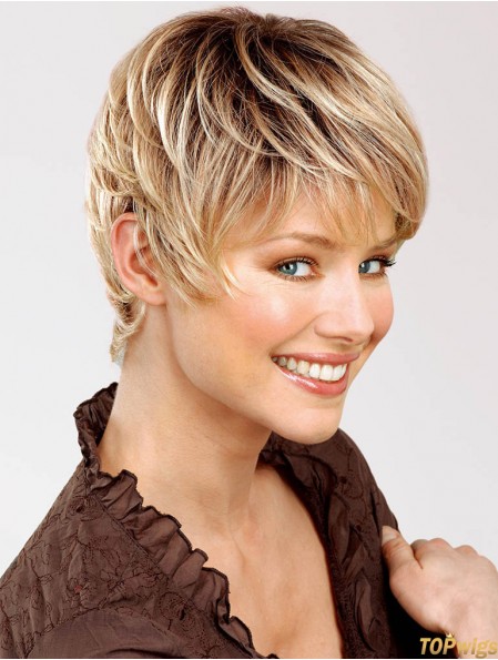 Blonde Human Hair Wigs Short Length Straight Style