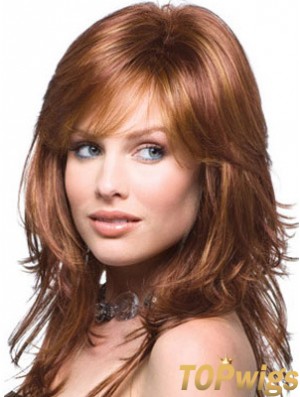 Layered Comfortable Wavy Auburn Long Synthetic Wigs