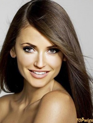 Brown Long Best Straight Without Bangs Lace Wigs