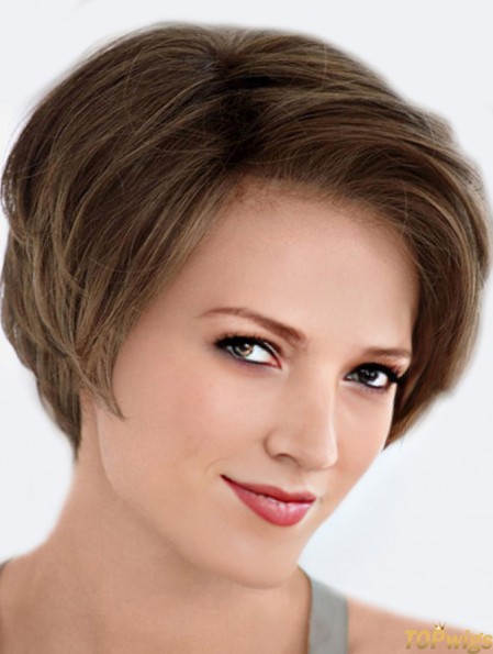 Affordable Lace Front Wigs Straight Style Brown Color Short Length