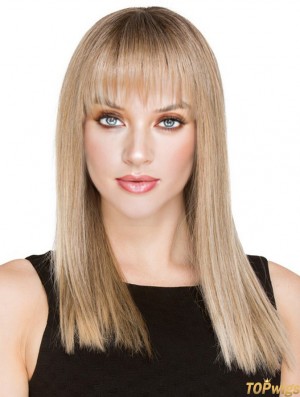 Long Human Hair Monofilament Wigs With Fringe With Bangs Long Length