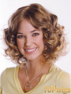 Synthetic Curly Chin Length Capless Curly Style Brown Color