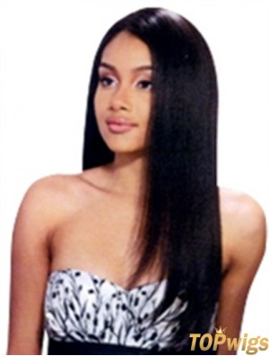 Human Hair Full Lace Wigs True Long Length Black Color