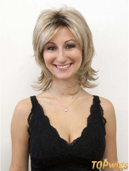 Blonde Wig Synthetic Wigs Layered Cut Straight Style