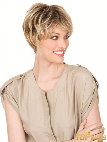 Human Hair Blonde Wigs With Lacr Front Chin Length Straight Style