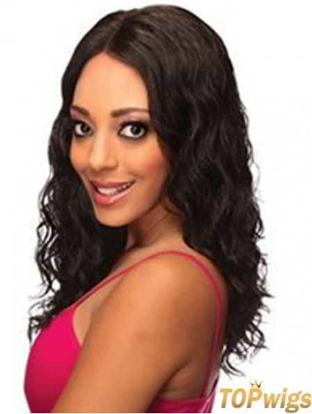 Human Lace Front Wigs Black Color Shoulder Length Wavy Style