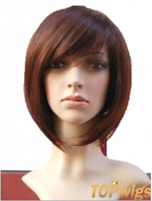 Auburn 10 inch Wavy Short Remy Human Hair Monofilament Bob Wigs