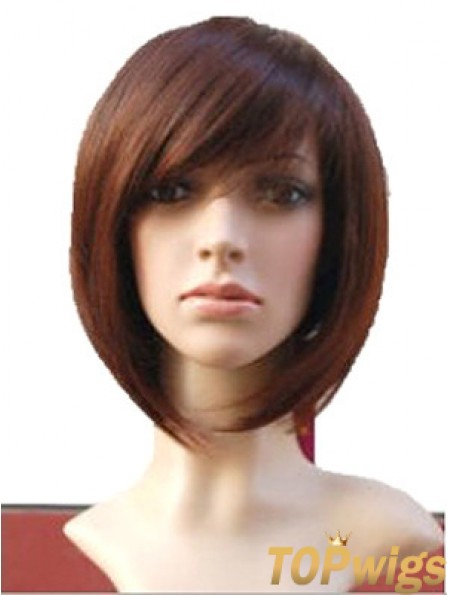 Auburn 10 inch Wavy Short Remy Human Hair Monofilament Bob Wigs