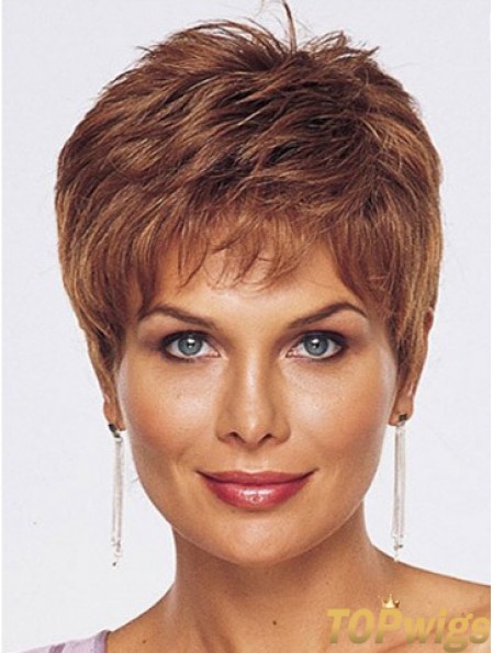 Straight Cropped Length Auburn Synthetic wigs