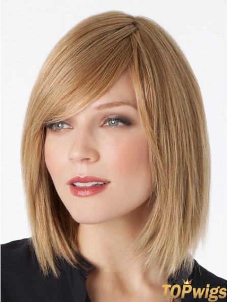 Lace Front Shoulder Length Straight Blonde Trendy Bob Wigs