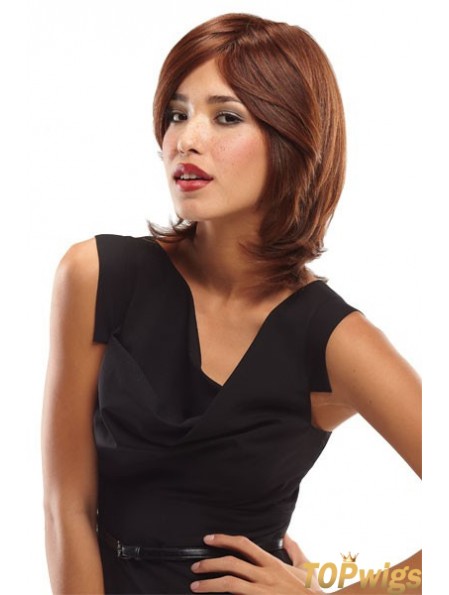 Layered Shoulder Length Auburn Wavy Convenient Petite Wigs