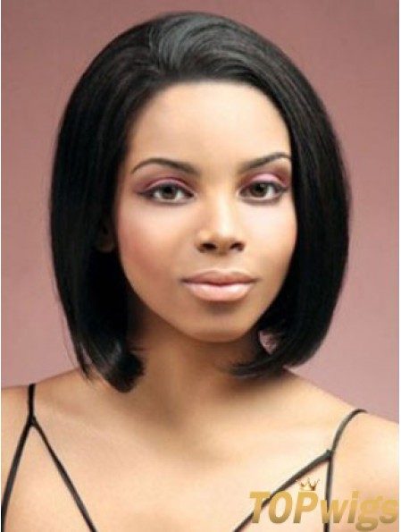 Lace Front Chin Length Yaki Black Stylish Bob Wigs