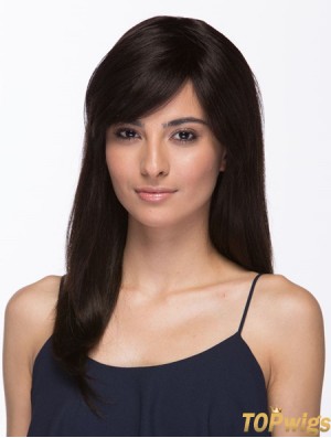 Brazilian Wigs Human Hair Long Length Brown Color With Bangs