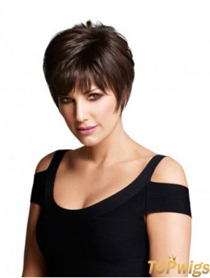 Monofilament Human Hair Wigs UK Layered Cut Short Length Straight Style