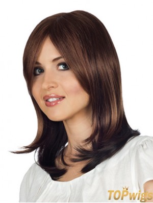 Monofilament Wavy With Bangs Shoulder Length 14 inch Style Human Hair Wigs