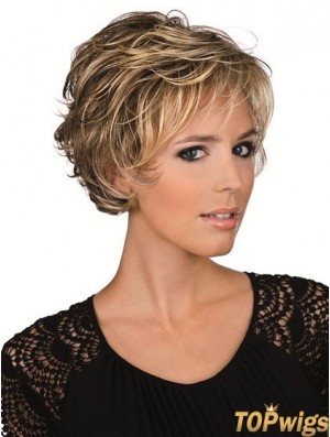 Human Hair Brown With Lace Front Cropped Length Layered Cut