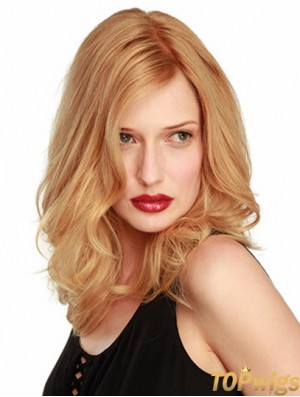 14 inch Blonde Shoulder Length Without Bangs Wavy Ideal Lace Wigs