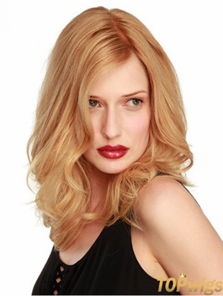 14 inch Blonde Shoulder Length Without Bangs Wavy Ideal Lace Wigs