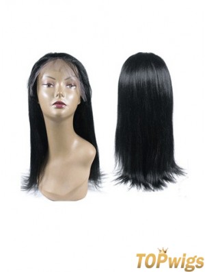 Black Full Lace Straight Long Hand Tied Human Hair Wigs