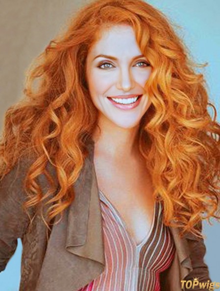 Without Bangs Long Copper Wavy 18 inch Hairstyles Human Hair Rachelle Lefevre Wigs