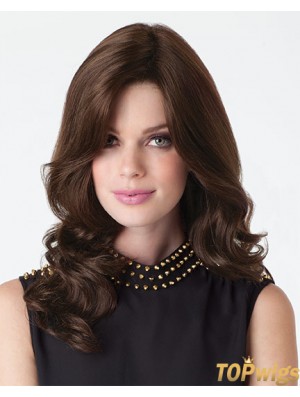 Natural Wigs Brown Color Long Length Wavy Style With Capless