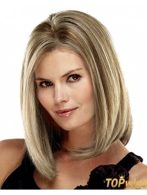 Shoulder Length Blonde Human Hair Bob Wigs