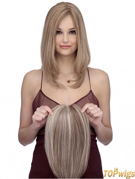 Shoulder Length Straight Without Bangs Cheap Blonde Lace Front Wigs