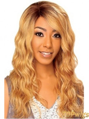 22 inch Blonde Long Without Bangs Wavy High Quality Lace Wigs