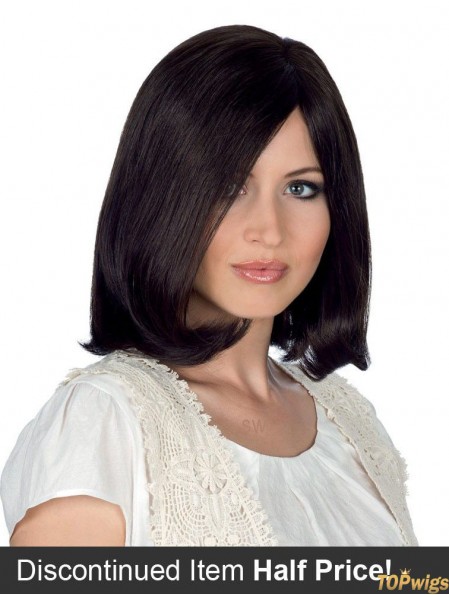 100% Hand Tied Black Shoulder Straight Monofilament Remy Hair Wigs