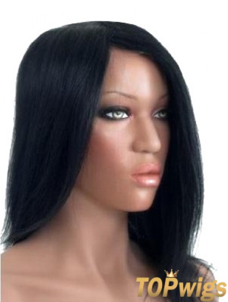 Straight Without Bangs 100% Hand-tied Black Hairstyles Long Wigs