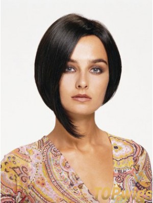 Lace Front Chin Length Straight Black Affordable Bob Wigs