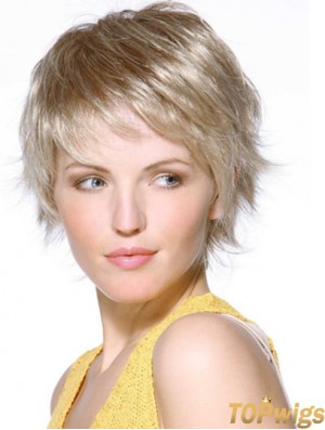 8 inch Blonde Chin Length Layered Straight Gorgeous Lace Wigs