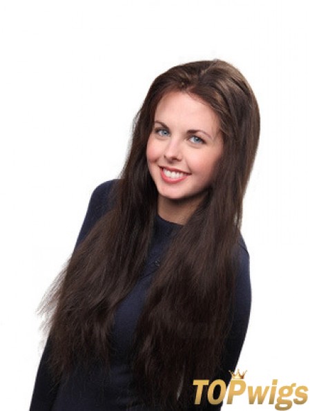 Brown Long Straight Without Bangs Lace Front Wig UK Online