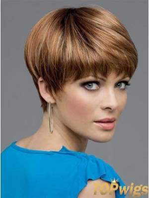 Brown Cropped Straight Boycuts Lace Front Wigs Cheap