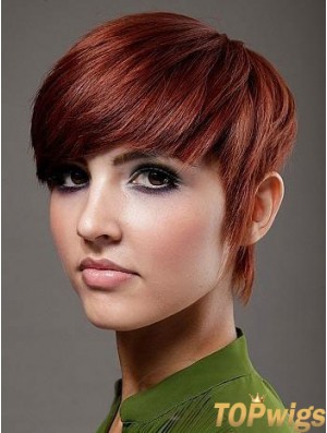 Boycuts Top Straight Red Short Human Hair Wigs