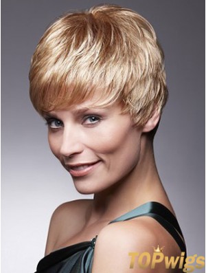 Short Blonde Wig With Capless Remy Cropped Length Boycuts