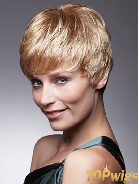 Short Blonde Wig With Capless Remy Cropped Length Boycuts