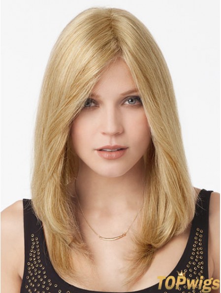 Blonde Long Great Straight Without Bangs Lace Wigs