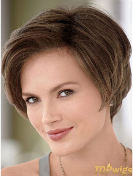 8 inch Ideal Brown Without Bangs Monofilament Wigs