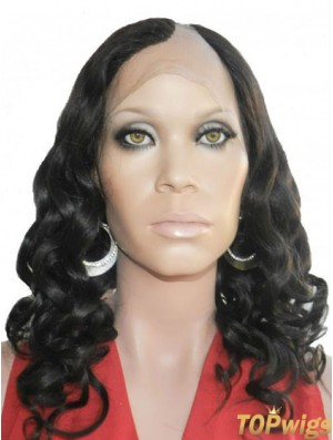 18 inch Lace Front Curly Black Perfect U Part Wigs