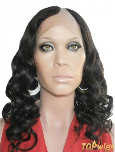 18 inch Lace Front Curly Black Perfect U Part Wigs