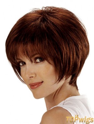 Bob Style Wig Remy Human Lace Front Auburn Color Bobs Cut