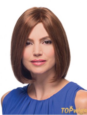 Chin Length Auburn Bobs Straight Cheap Monofilament Human Wigs