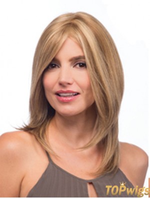 Layered Shoulder Straight Monofilament Long Ash Blonde Wig