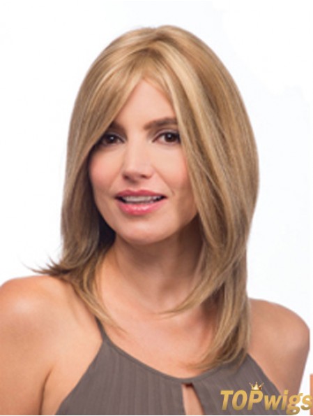 Layered Shoulder Straight Monofilament Long Ash Blonde Wig