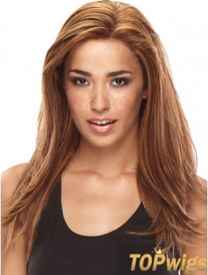 Without Bangs Amazing Straight Auburn Long Human Hair Lace Front Wigs