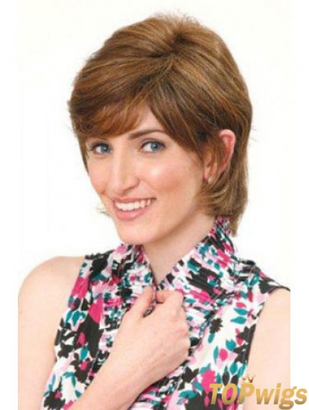 Classic Fabulous Straight Brown Chin Length Human Hair Wigs