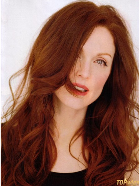 Without Bangs Long Copper Wavy 20 inch Great Human Hair Julianne Moore Wigs